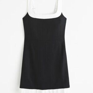 Linen-Blend Wide Strap Mini Dress